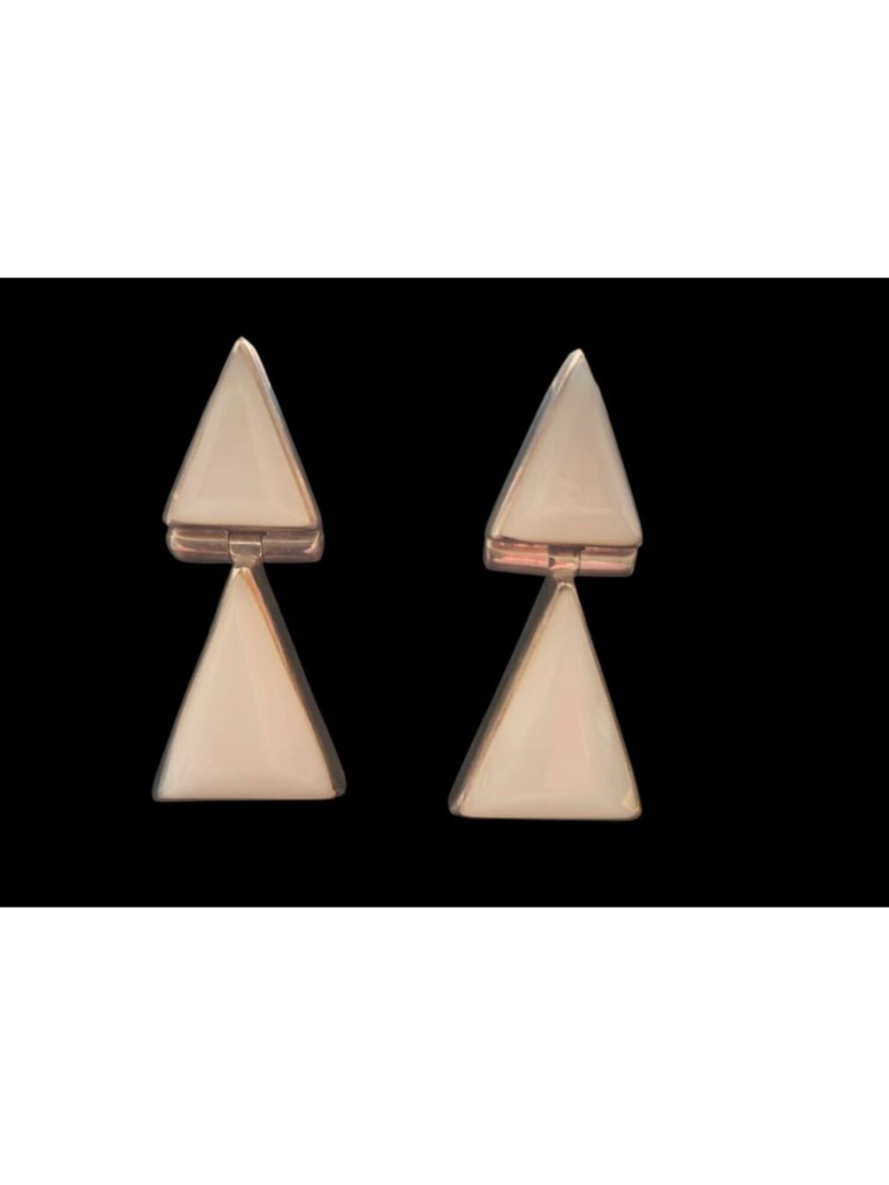 Vintage Artisan made 950 Silver TR 07 Mexico White Triangle earrings